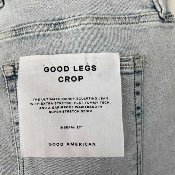 Good American Good Legs Crop Long Fray Hem High Rise Skinny Jean Light Wash 18 - Picture 5 of 11